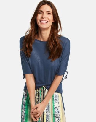 1/2 Arm Shirt mit Raffdetails Blau 36/S