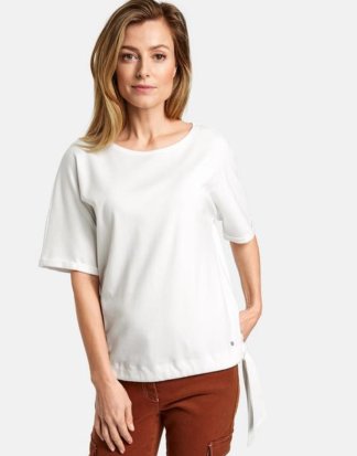 1/2 Arm Shirt mit Saumband Weiss 36/S