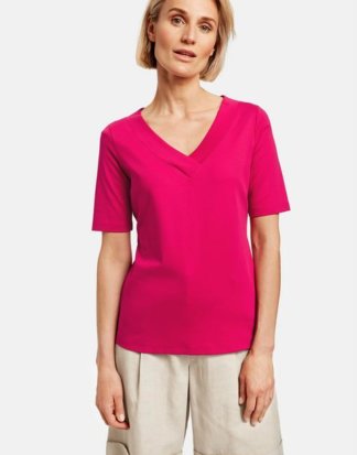 1/2 Arm Shirt mit V-Ausschnitt organic cotton Pink 42/M