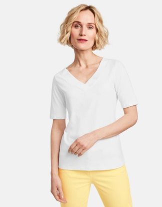 1/2 Arm Shirt mit V-Ausschnitt organic cotton Weiss 36/S