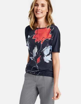 1/2 Shirt mit Frontprint Blau 40/M