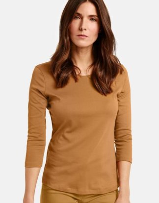 3/4 Arm Basic Shirt Braun 48/XL