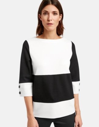 3/4 Arm Shirt Black and White Patch Weiss 42/M