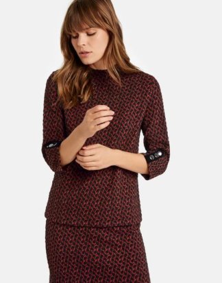 3/4 Arm Shirt aus Jacquard-Jersey Rot XS