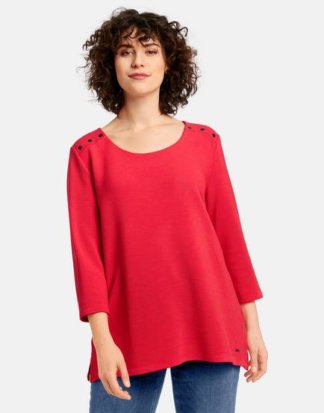 3/4 Arm Shirt aus Struktur-Qualität Rot 40/42