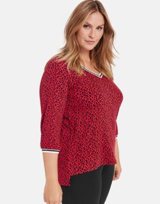 3/4 Arm Shirt mit Animal-Print Rot 46/L