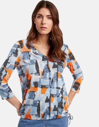 3/4 Arm Shirt mit Art Camouflage Blau 38/S