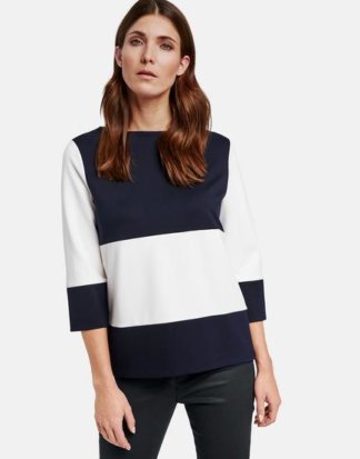 3/4 Arm Shirt mit Blockstreifen Blau 36/S