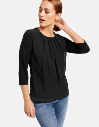 3/4 Arm Shirt mit Chiffon Schwarz 40/M