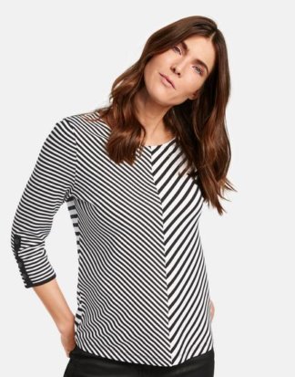 3/4 Arm Shirt mit Diagonalstreifen Grau 36/S