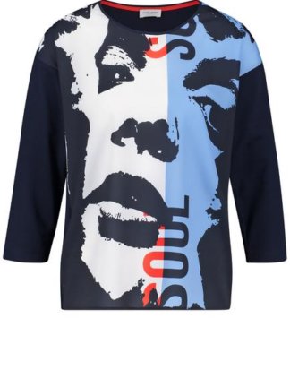 3/4 Arm Shirt mit Face-Print Blau 36/S