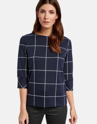 3/4 Arm Shirt mit Fensterkaro Blau 38/S