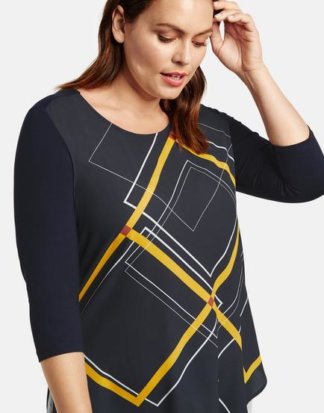 3/4 Arm Shirt mit Karo-Dessin Blau 44/L