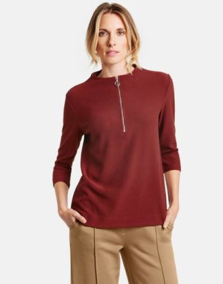 3/4 Arm Shirt mit Kelchkragen Rot 48/XL
