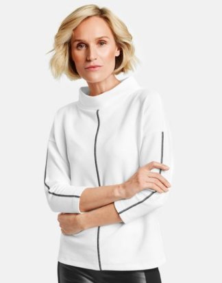 3/4 Arm Shirt mit Kontraststepp Weiß 44/L