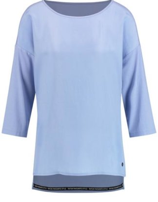 3/4 Arm Shirt mit Material-Mix Blau XXS