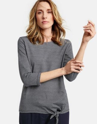3/4 Arm Shirt mit Minimalkaro Blau 36/S