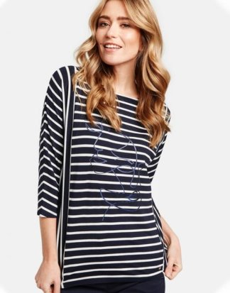 3/4 Arm Shirt mit Mustermix Weiss 48/XL