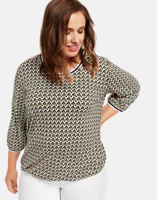 3/4 Arm Shirt mit Rippbündchen Gelb M