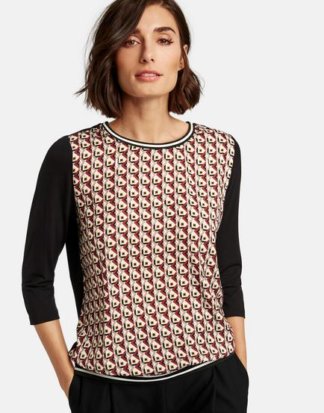3/4 Arm Shirt mit Satin-Front Mehrfarbig XXS