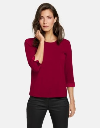 3/4 Arm Shirt mit Satinmanschette Rot 40/M