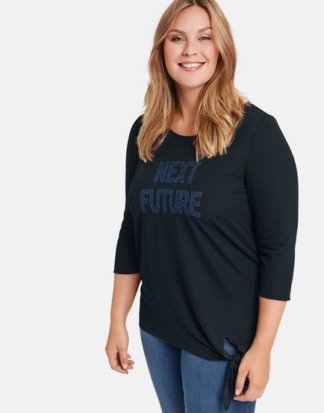3/4 Arm Shirt mit Stickerei Blau 50/XL