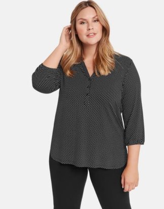 3/4 Arm Shirt mit Tupfen-Minimal Schwarz 42/M