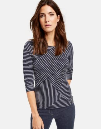 3/4 Arm Shirt mit asymmetrischem Ringel Blau 36/S
