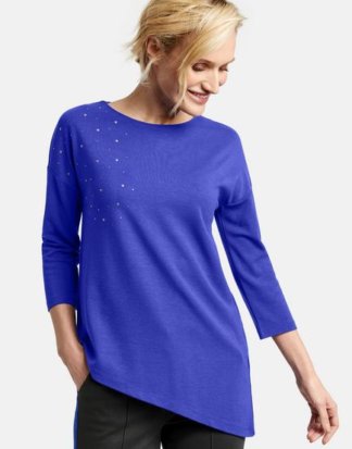 3/4 Arm Shirt mit asymmetrischem Saum Blau 36/S