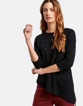3/4 Arm Shirt mit asymmetrischem Saum Schwarz 36/S