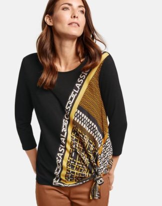 3/4 Arm Shirt mit asymmetrischem Saum Schwarz 38/S