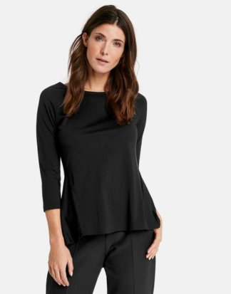 3/4 Arm Shirt mit ausgestelltem Rückenteil Schwarz 38/S