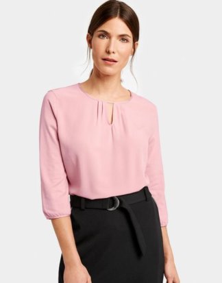 3/4 Arm Shirt mit eingelegten Falten Pink 44/L