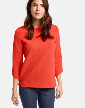 3/4 Arm Shirt mit großem Ausschnitt Rot 36/S
