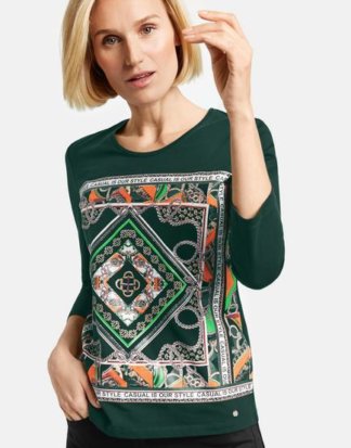 3/4 Arm Shirt mit platziertem Print Grün 36/S