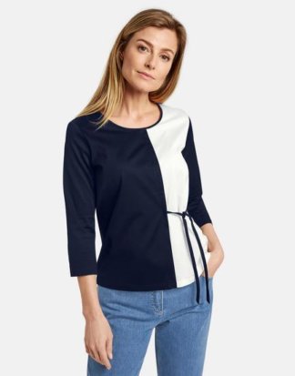 3/4 Arm Shirt mit seitlicher Schnürung Blau 36/S