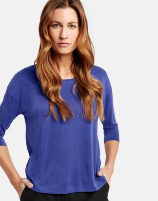 3/4 Arm Shirt mit überschnittener Schulter Blau 36/S