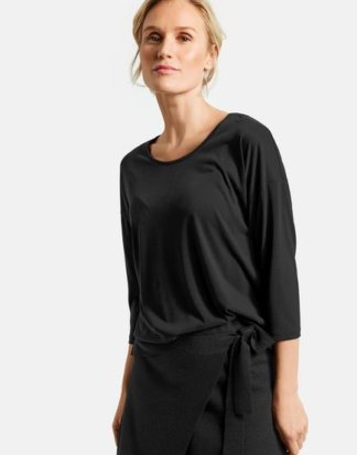 3/4 Arm Shirt mit überschnittener Schulter Schwarz 36/S