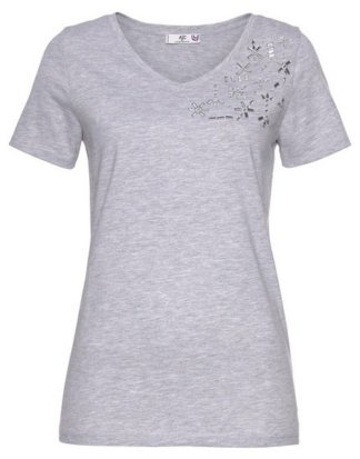 AJC T-Shirt mit V-Ausschnitt & Spiegelsteinchen