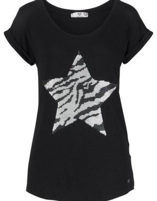 AJC T-Shirt mit Wende-Pailletten im Animal-Print