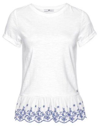 AJC T-Shirt mit besticktem Volantsaum