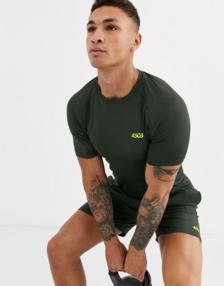 ASOS 4505 - Khaki Muskel-Training-T-Shirt mit Quick-Dry-Finish-Grün