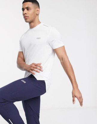 ASOS 4505 - Lauf-T-Shirt mit Stufensaum und Netzstoffeinsätzen-Weiß