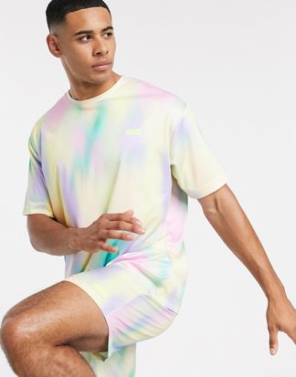 ASOS 4505 - Sportliches Oversize-T-Shirt, bedruckt in Pastell-Mehrfarbig