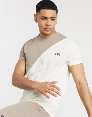 ASOS 4505 - Trainings-T-Shirt mit Kontrasteinsatz-Beige