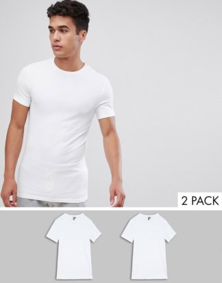 ASOS DESIGN - 2er Packung Muskel-T-Shirts aus Bio-Baumwolle mit Rundhalsausschnitt - JETZT SPAREN!-Weiß
