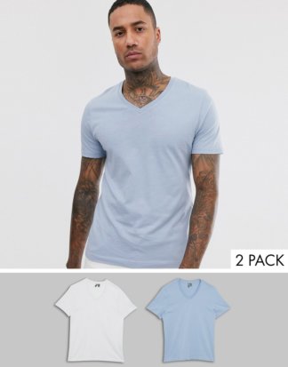ASOS DESIGN - 2er Packung T-Shirts mit V-Ausschnitt - ZUM SPARPREIS!-Mehrfarbig