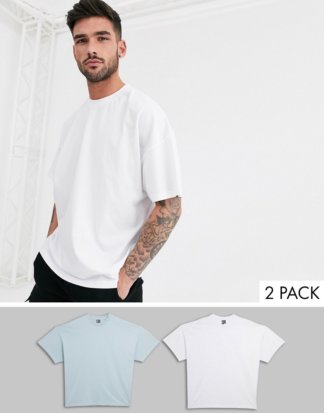 ASOS DESIGN - 2er Packung übergroße T-Shirts mit Rundhalsausschnitt - JETZT SPAREN!-Mehrfarbig