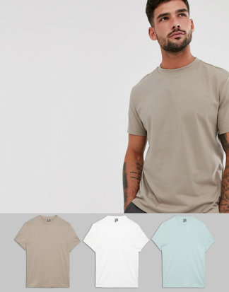 ASOS DESIGN - 3er Pack t-Shirts mit Rundhalsausschnitt, spare-Mehrfarbig