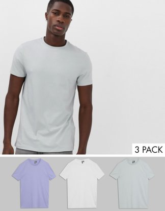 ASOS DESIGN - 3er Pack t-Shirts mit Rundhalsausschnitt, spare-Mehrfarbig